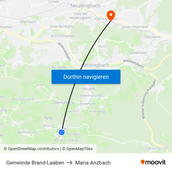 Gemeinde Brand-Laaben to Maria Anzbach map