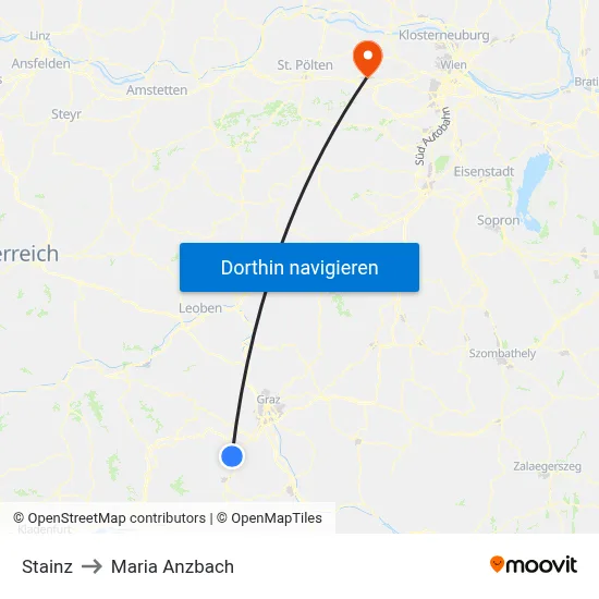 Stainz to Maria Anzbach map