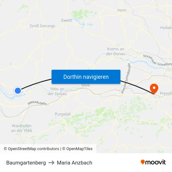 Baumgartenberg to Maria Anzbach map