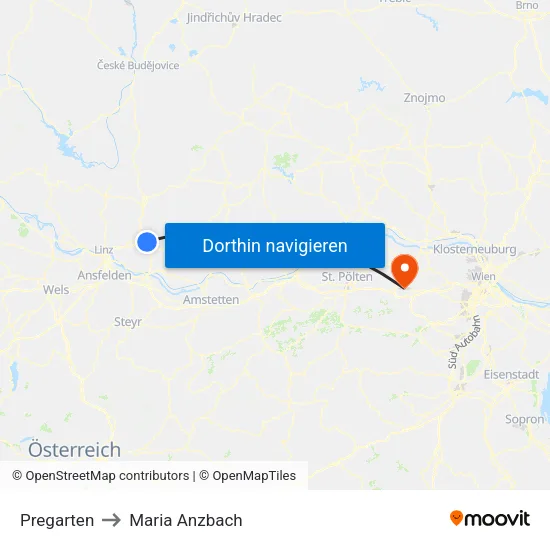 Pregarten to Maria Anzbach map