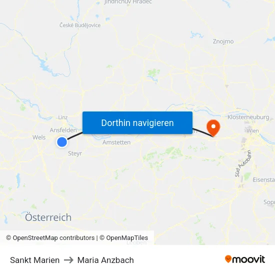 Sankt Marien to Maria Anzbach map