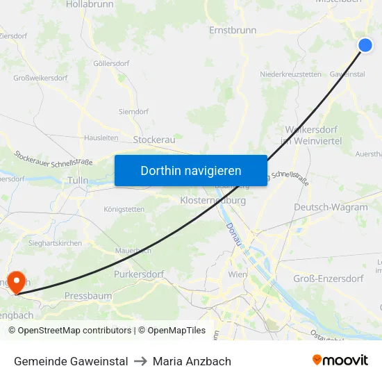 Gemeinde Gaweinstal to Maria Anzbach map