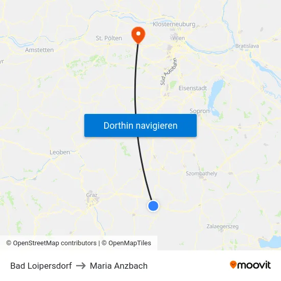 Bad Loipersdorf to Maria Anzbach map