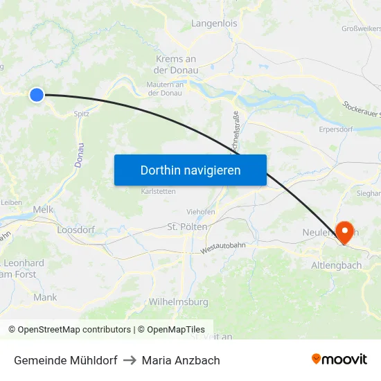 Gemeinde Mühldorf to Maria Anzbach map