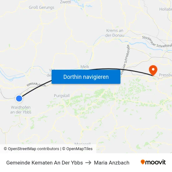 Gemeinde Kematen An Der Ybbs to Maria Anzbach map