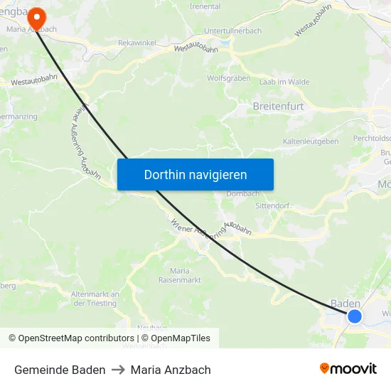 Gemeinde Baden to Maria Anzbach map