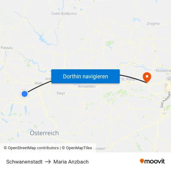 Schwanenstadt to Maria Anzbach map