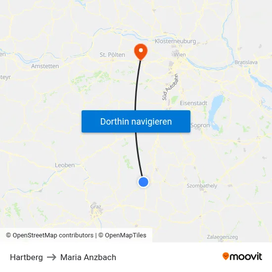 Hartberg to Maria Anzbach map