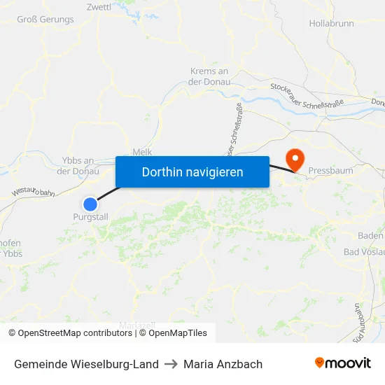 Gemeinde Wieselburg-Land to Maria Anzbach map