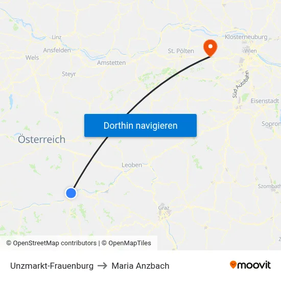 Unzmarkt-Frauenburg to Maria Anzbach map