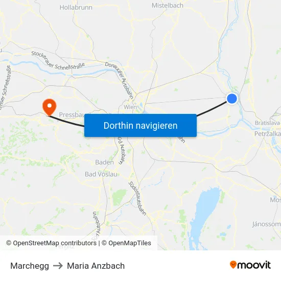 Marchegg to Maria Anzbach map