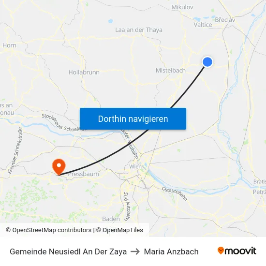 Gemeinde Neusiedl An Der Zaya to Maria Anzbach map