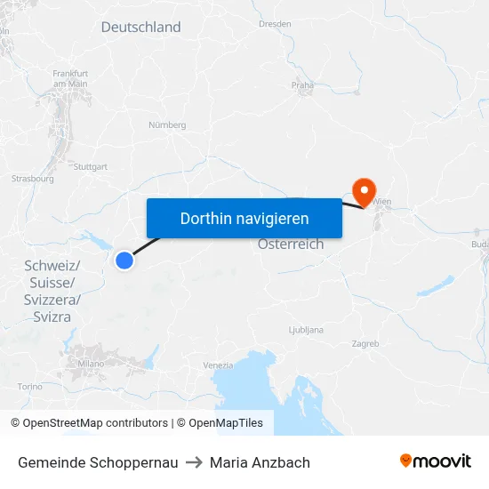 Gemeinde Schoppernau to Maria Anzbach map