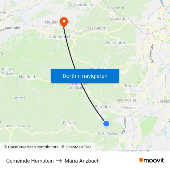 Gemeinde Hernstein to Maria Anzbach map