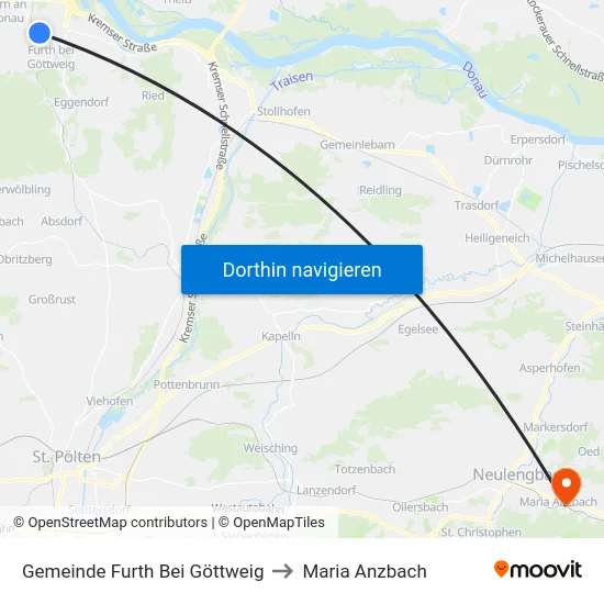 Gemeinde Furth Bei Göttweig to Maria Anzbach map