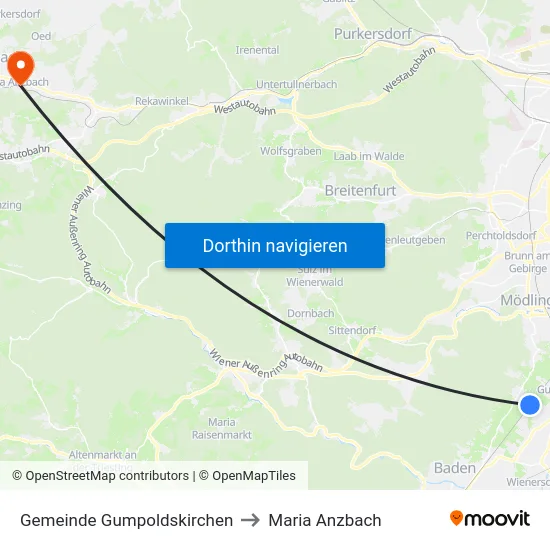 Gemeinde Gumpoldskirchen to Maria Anzbach map