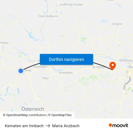 Kematen am Innbach to Maria Anzbach map