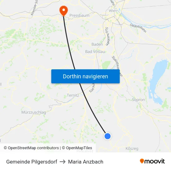 Gemeinde Pilgersdorf to Maria Anzbach map