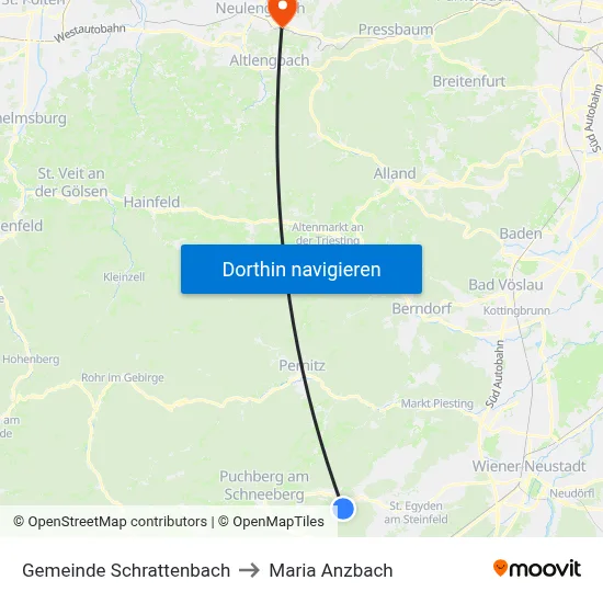 Gemeinde Schrattenbach to Maria Anzbach map