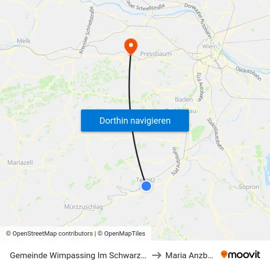 Gemeinde Wimpassing Im Schwarzatale to Maria Anzbach map