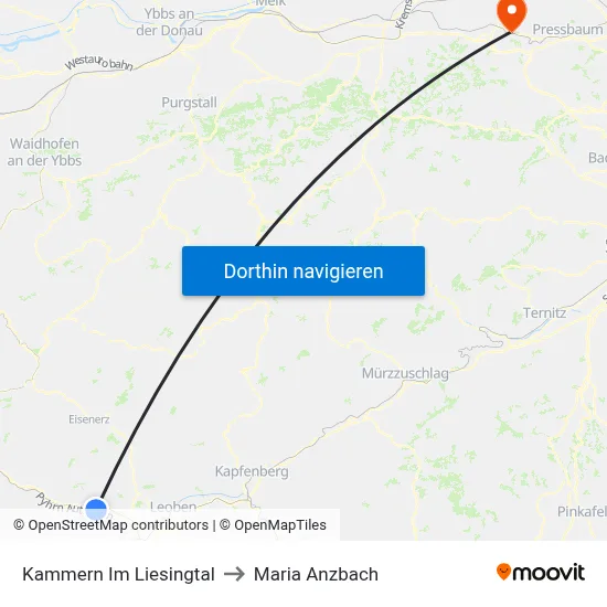 Kammern Im Liesingtal to Maria Anzbach map