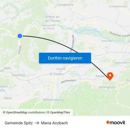 Gemeinde Spitz to Maria Anzbach map