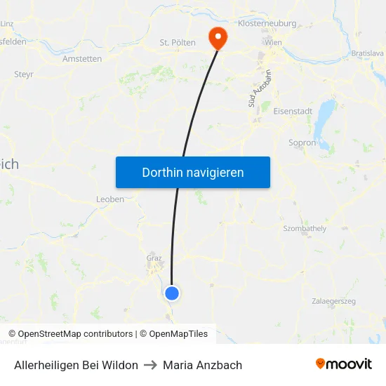 Allerheiligen Bei Wildon to Maria Anzbach map