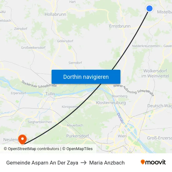 Gemeinde Asparn An Der Zaya to Maria Anzbach map