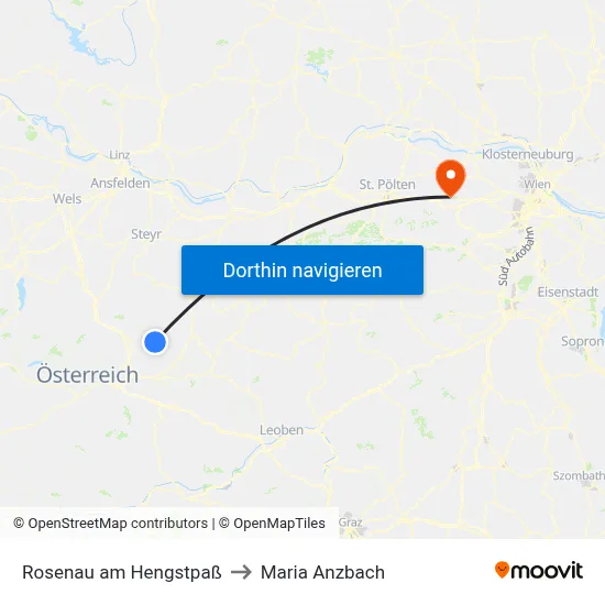 Rosenau am Hengstpaß to Maria Anzbach map