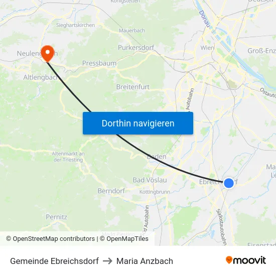 Gemeinde Ebreichsdorf to Maria Anzbach map