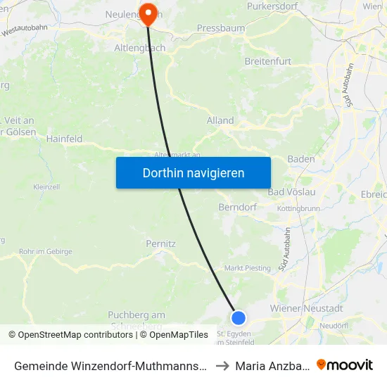 Gemeinde Winzendorf-Muthmannsdorf to Maria Anzbach map