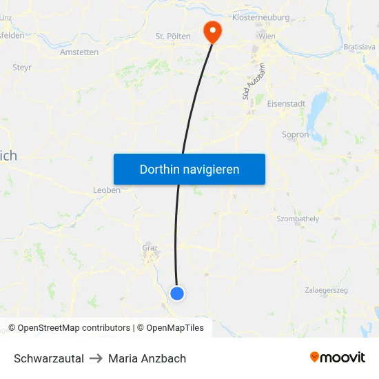 Schwarzautal to Maria Anzbach map