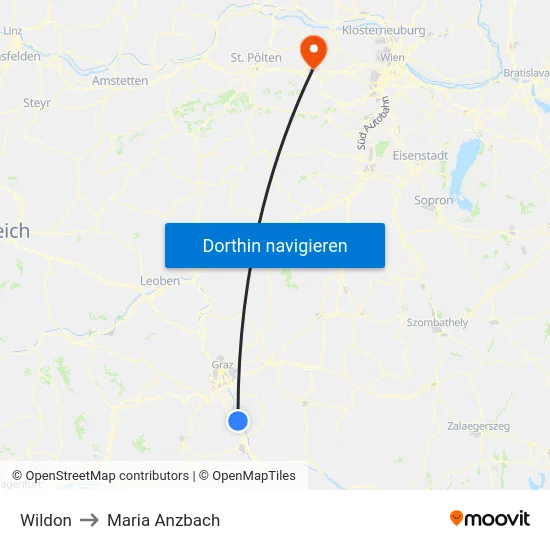 Wildon to Maria Anzbach map