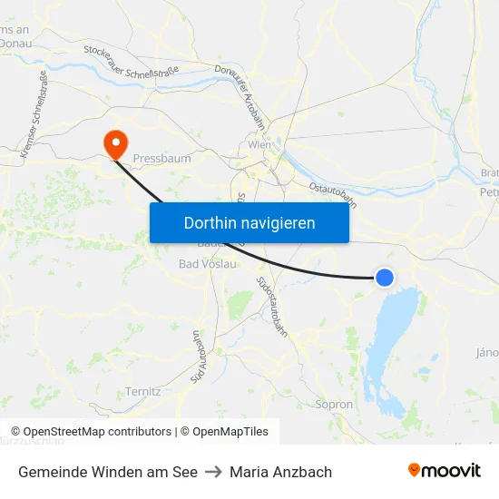 Gemeinde Winden am See to Maria Anzbach map