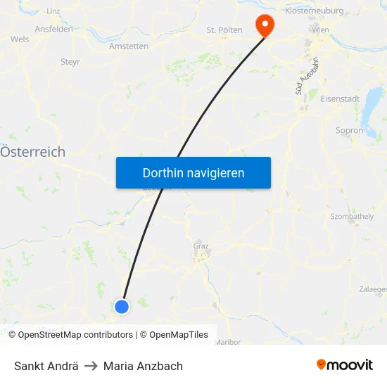 Sankt Andrä to Maria Anzbach map