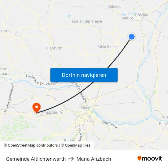Gemeinde Altlichtenwarth to Maria Anzbach map