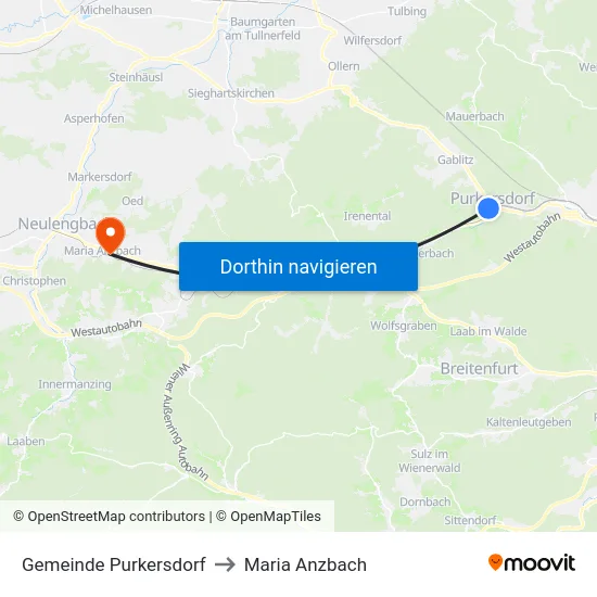 Gemeinde Purkersdorf to Maria Anzbach map