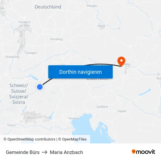 Gemeinde Bürs to Maria Anzbach map