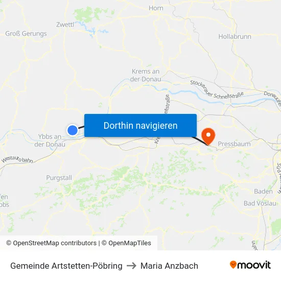 Gemeinde Artstetten-Pöbring to Maria Anzbach map