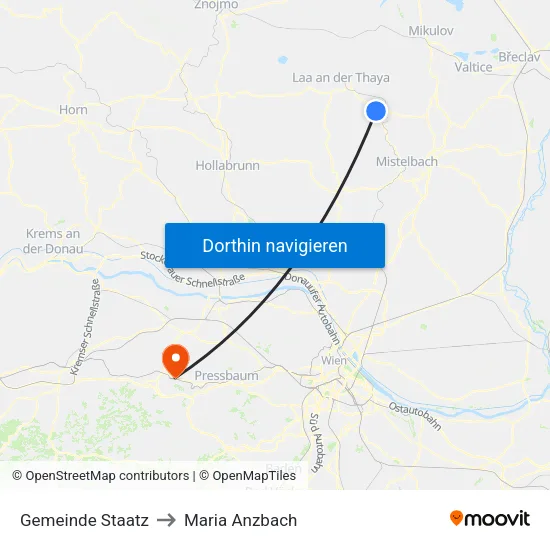 Gemeinde Staatz to Maria Anzbach map