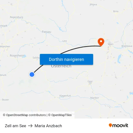 Zell am See to Maria Anzbach map