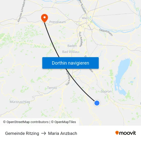 Gemeinde Ritzing to Maria Anzbach map