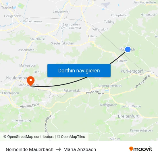 Gemeinde Mauerbach to Maria Anzbach map