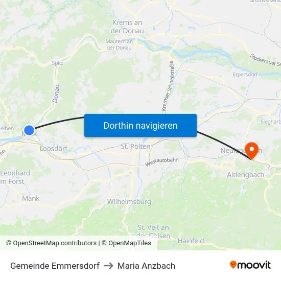 Gemeinde Emmersdorf to Maria Anzbach map
