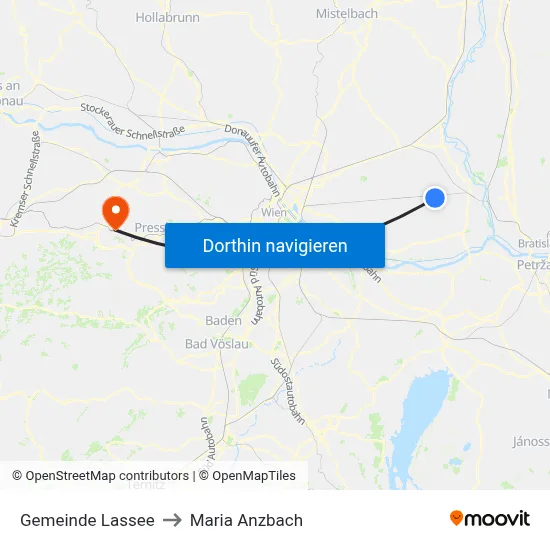 Gemeinde Lassee to Maria Anzbach map