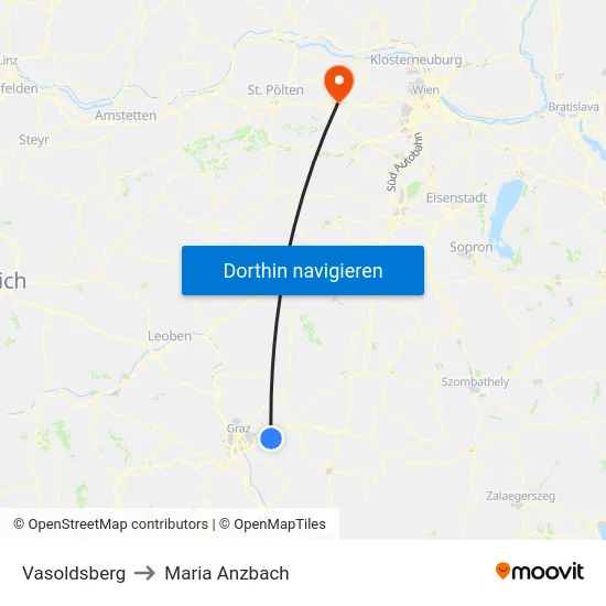 Vasoldsberg to Maria Anzbach map