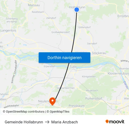 Gemeinde Hollabrunn to Maria Anzbach map