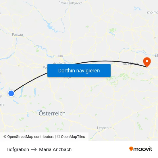 Tiefgraben to Maria Anzbach map