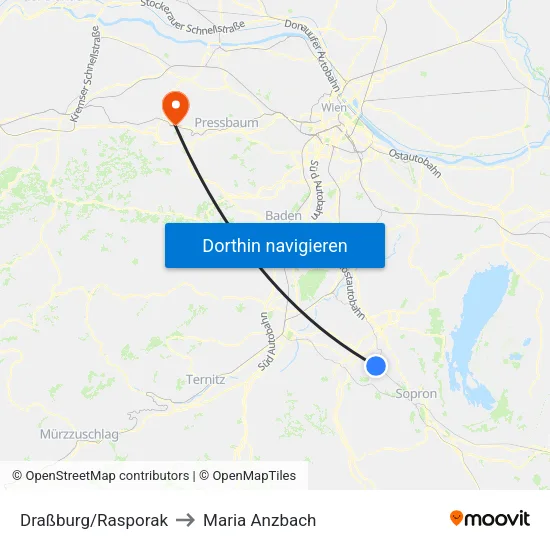 Draßburg/Rasporak to Maria Anzbach map