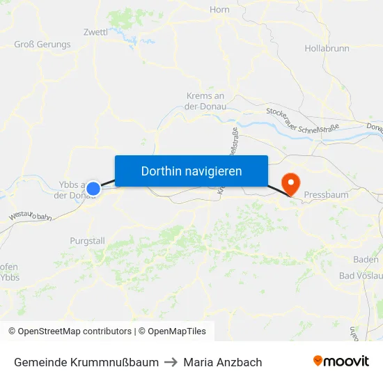 Gemeinde Krummnußbaum to Maria Anzbach map